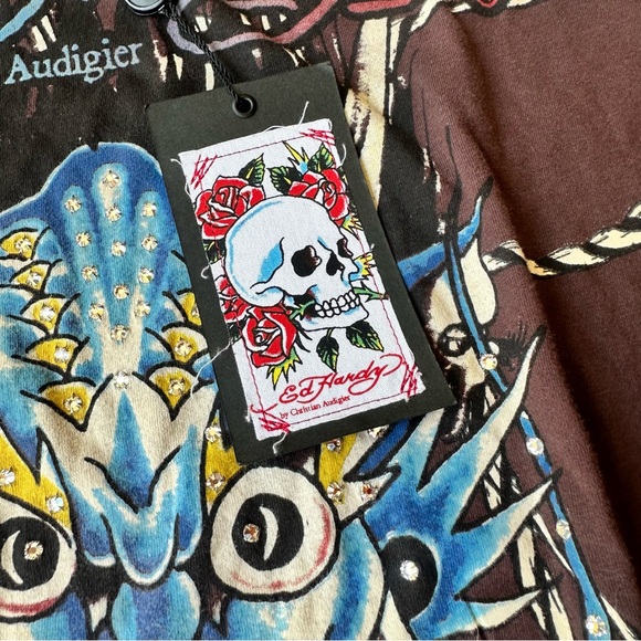 NWT Ed Hardy Tee Shirt with Rhinestones - Picture 3 of 6